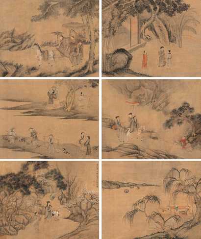 郭岱 1834年作 人物 册页（六开）